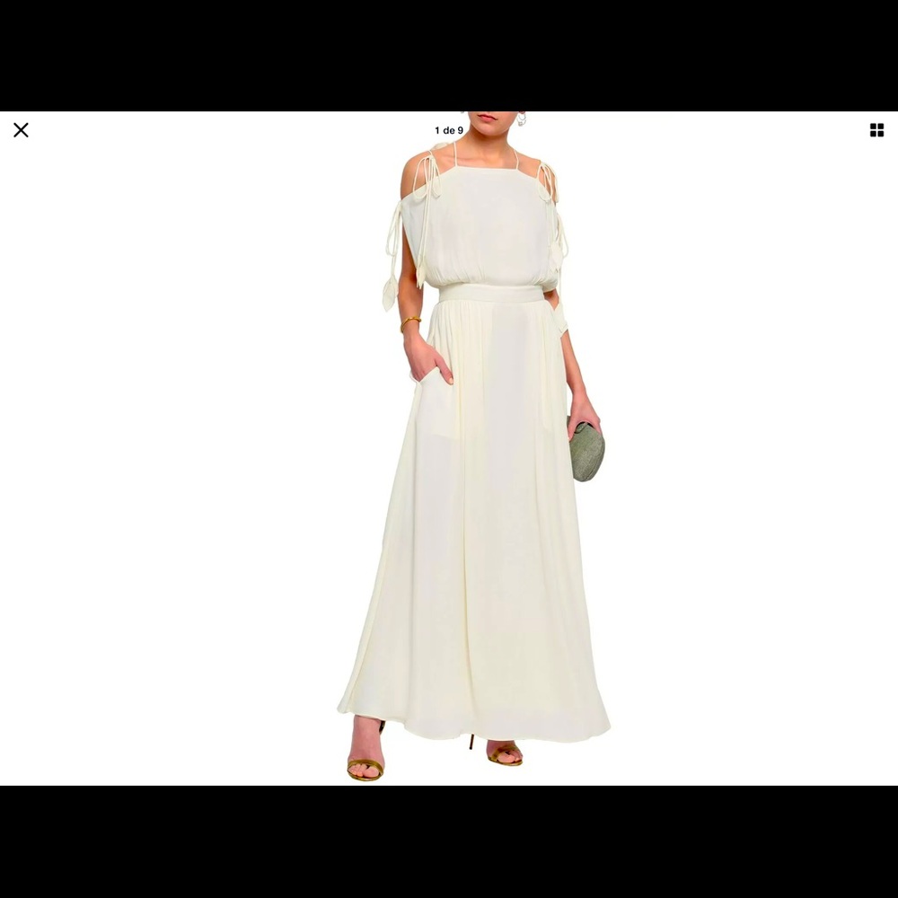 NEW TORY BURCH Ivory Strappy Crepe Maxi Dress Sz 2